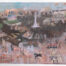 Painting on canvas depicting a panoramic view of Paseo de Montejo in Merida through loosen brushstrokes, describing the everyday life of people with a touch of fantasy